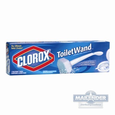 CLOROX DISPOSABLE TOILET WAND CLEANING KIT HANDLE CADDY & REFILLS WHITE