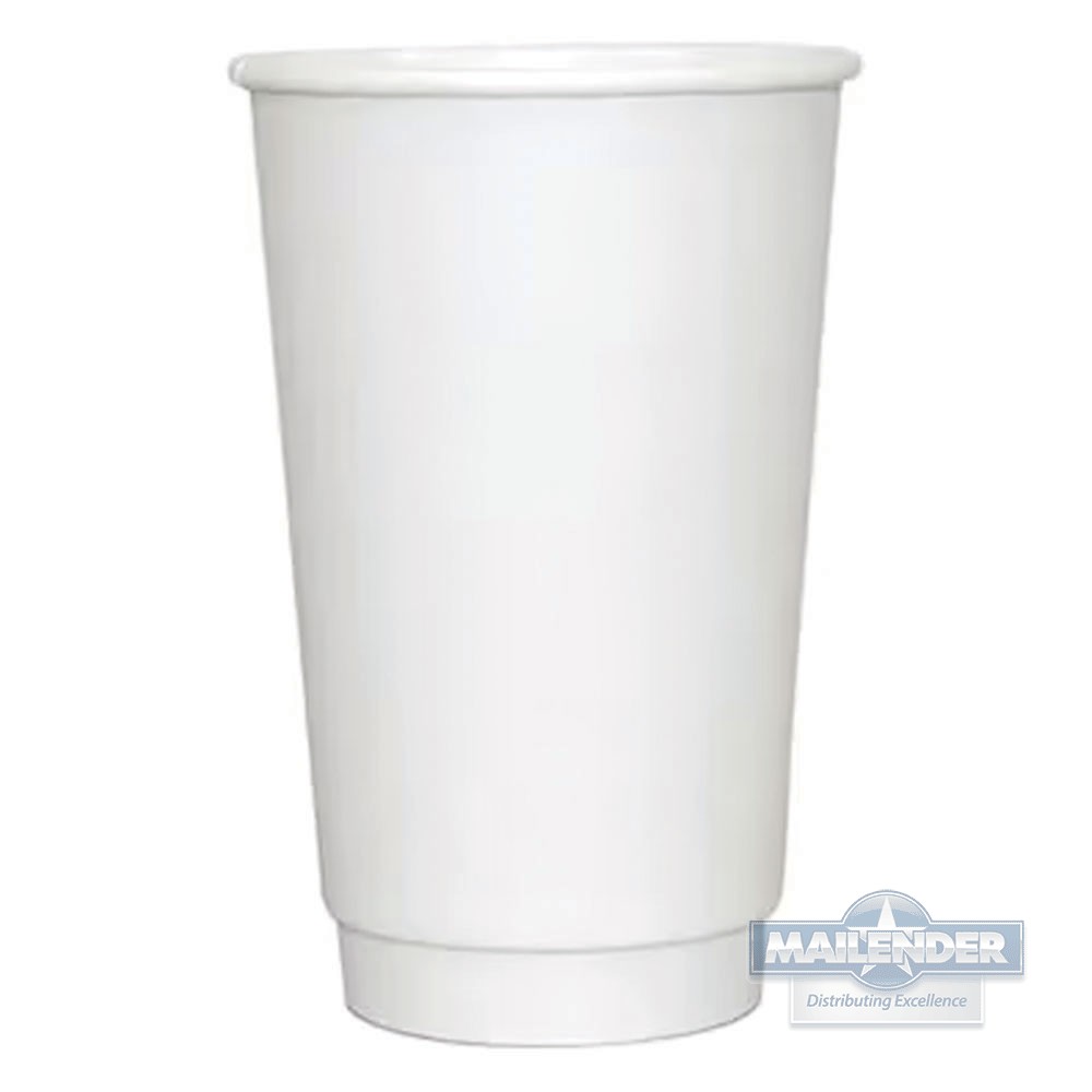 16 OZ WHITE DOUBLE WALL POLY COATED PAPER HOT CUP 500/CA