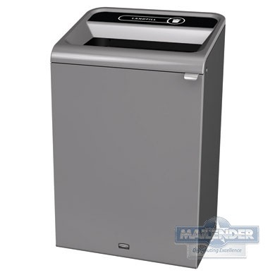 CONFIGURE INDOOR RECYCLING LANDFILL WASTE RECEPTACLE 33 GAL GRAY STENNI METAL