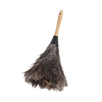12" UNS OSTRICH FEATHER DUSTER W/WOOD HANDLE GRAY