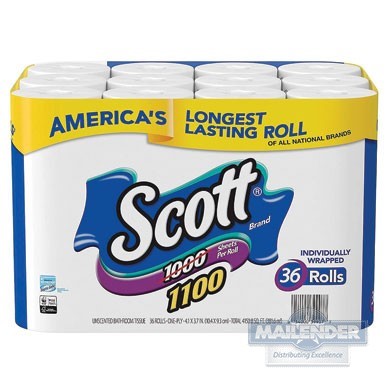 SCOTT STANDARD ROLL 1-PLY BATH TISSUE 1100 SHEETS