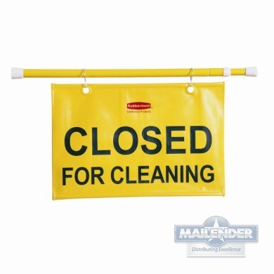 SITE SAFETY HANGING SIGN "CLOSED FOR CLEANING" ENGLISH YELLOW