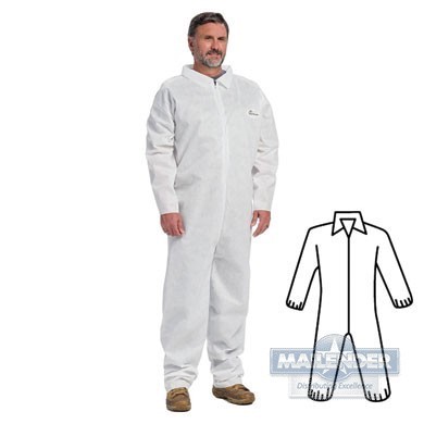 POSI-WEAR COVERALL WHITE ZIP W/ELASTIC WRIST ANKLE SMALL