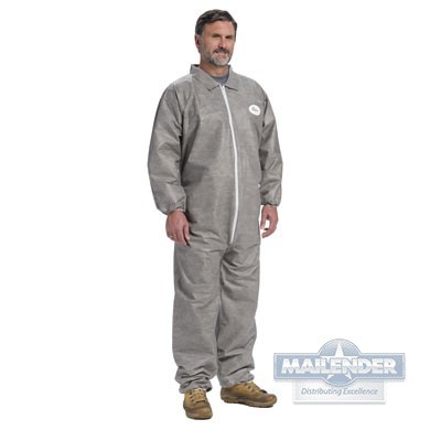 POSI-WEAR COVERALL ZIP W/ELASTIC WRIST/ANKLE SMMMS LARGE GRAY