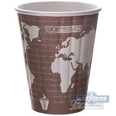 8 OZ WORLD ART COMPOSTABLE INSULATED HOT CUP