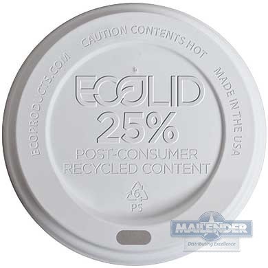 25% RECYCLED CONTENT WHITE HOT CUP LID FOR 10-20 OZ HOT CUPS