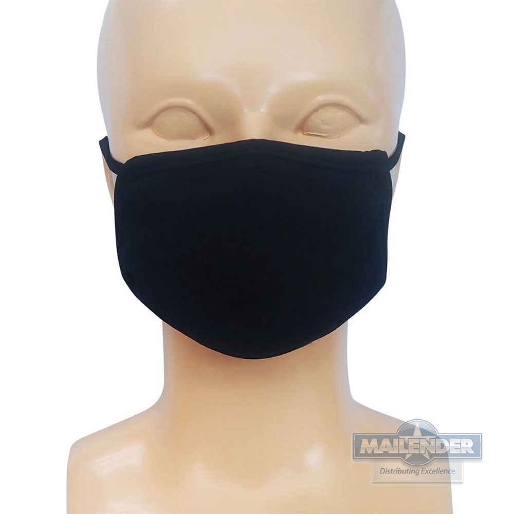 FACE MASK BLACK KIDS 2-PLY COTTON/POLYESTER IW POLY BAG