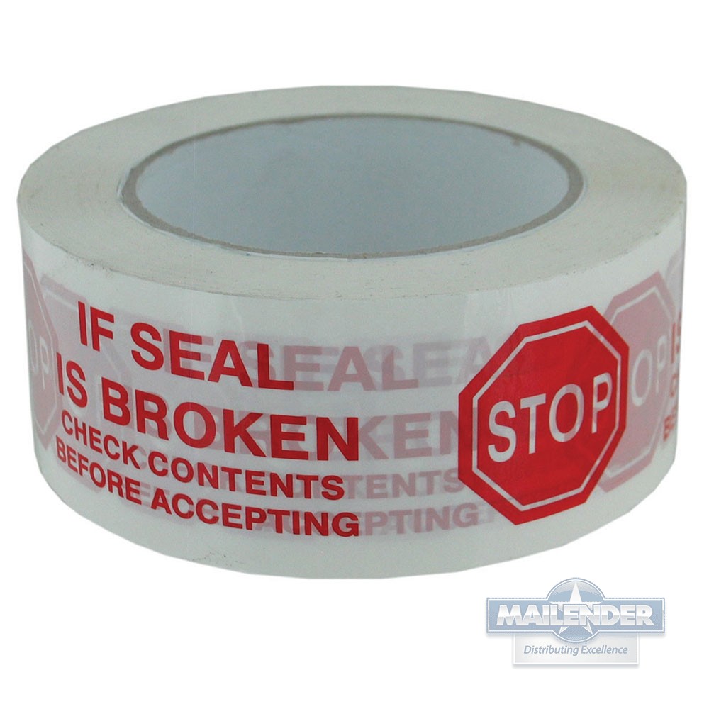 3"X110YD PREPRINTED STOP TAPE RED ON WHITE 2.2 MIL