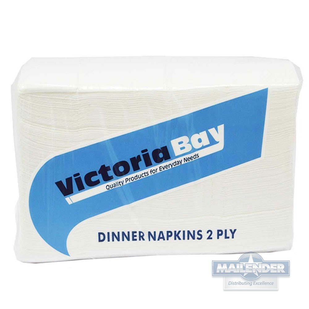 VICTORIA BAY WHITE 2-PLY 15"x17" DINNER NAPKIN 1/8 FOLD 3000/CA